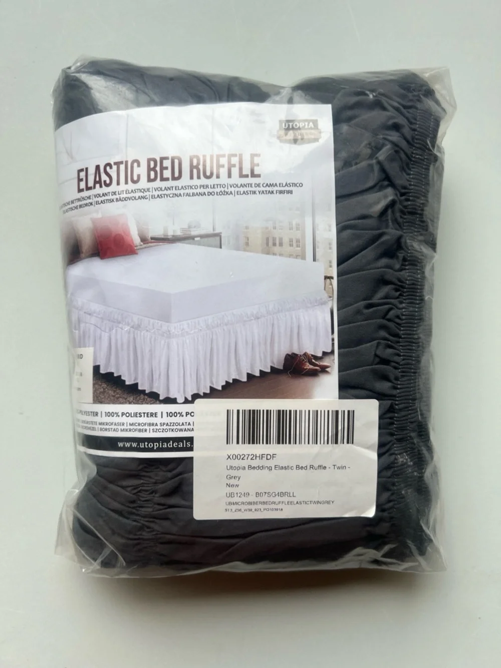 Utopía Elastic Bed Ruffle - Grey - Picture 2 of 5